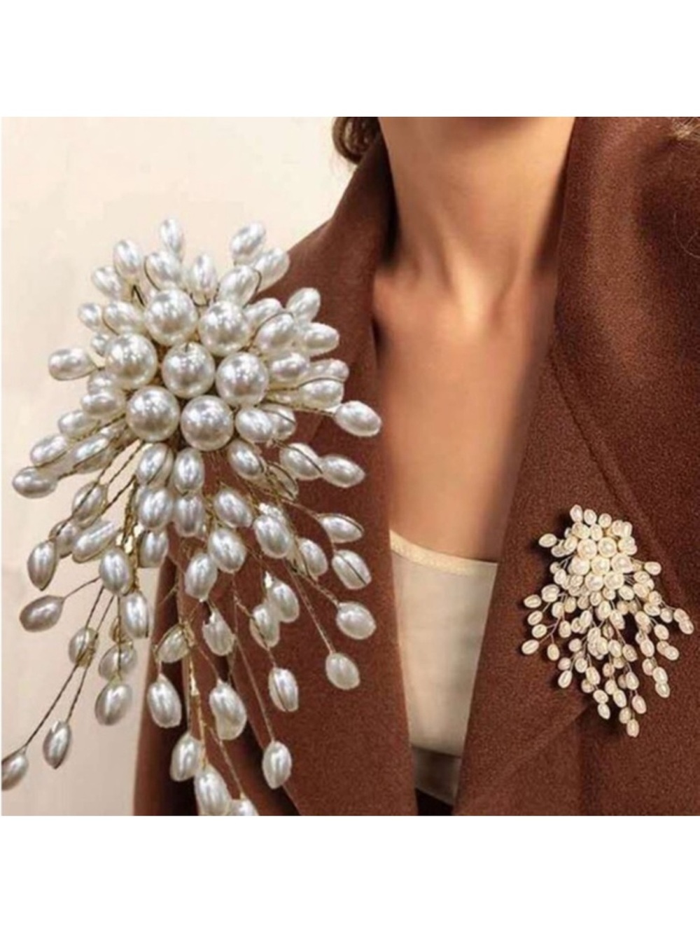 ✨NEW✨ Elegant Pearl Statement Brooch 24k Gold Plated